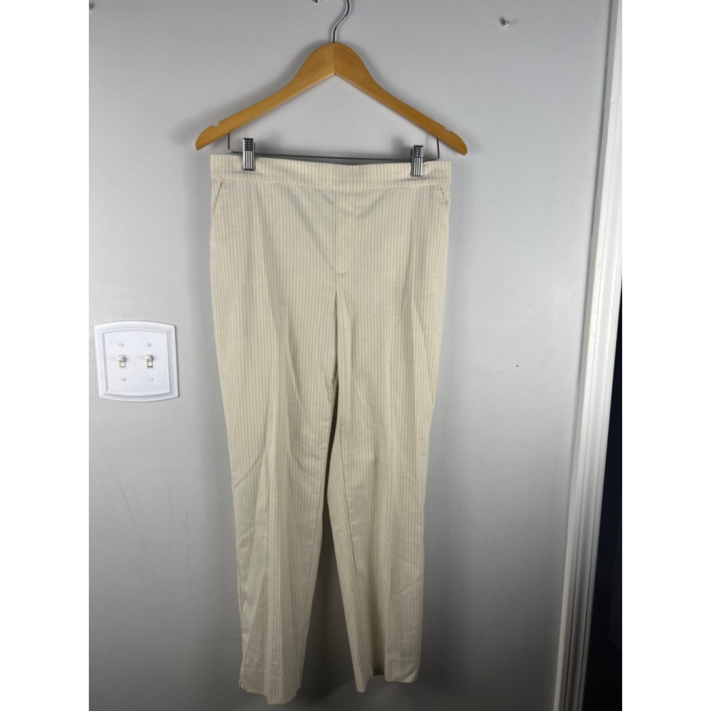Women's Banana Republic Hayden Pinstripe Trousers Size 8 Beige Black